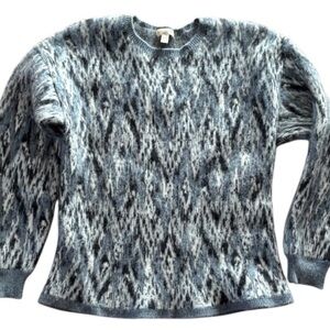 Garnet Hill 100% Cashmere Ikat Inspired Jacquard Thick Sweater Size L